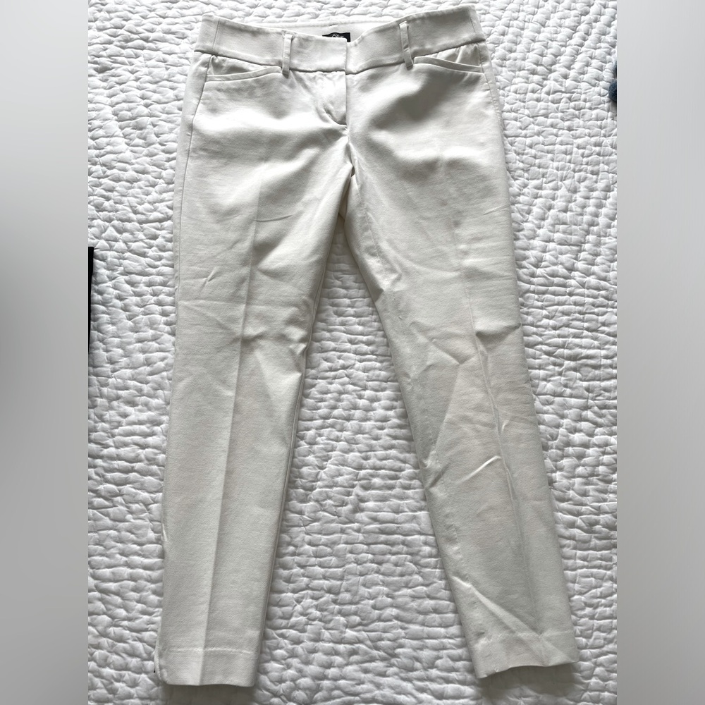 LOFT Marisa white ankle pant with zippers on side